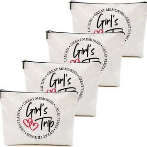 4 PCs Girls Trip Favors - Funny Makeup Bag, Bestie Gifts for Women, Graduation &